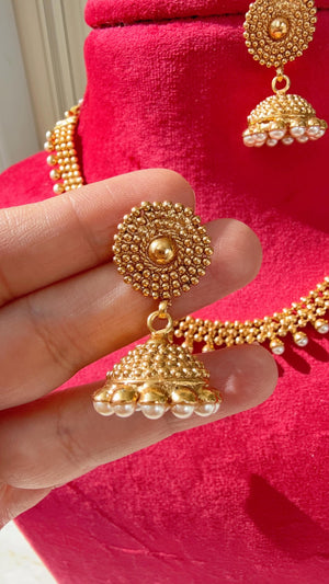 Antique Gold Necklace/Indian wedding jewelry/South Indian Jewelry/Wedding necklace/Temple Jewelry