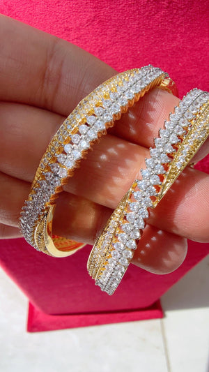 2 Tone American diamond bangle/ Cz stone silver kada bangle /gold diamond bracelet/indian bangles/Indian Jewelry /bridal jewelry