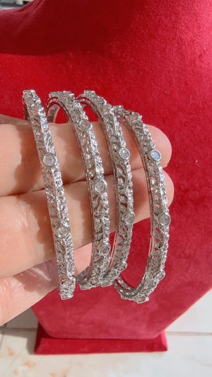 Silver diamond Bangles /Flower Design real silver bangle design/Indian Bangles/ Indian jewelry/Cut Work Filigree Bangles/Gift For her