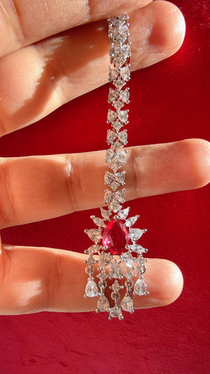 American Diamond 2 Tone Maang tikka/ Indian Wedding Jewelry/ Pakistani Jewelry/ Matha patti/ Indian forehead jewelry/Indian Jewelry