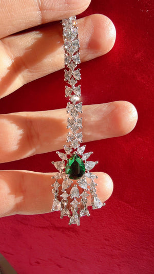 American Diamond 2 Tone Maang tikka/ Indian Wedding Jewelry/ Pakistani Jewelry/ Matha patti/ Indian forehead jewelry/Indian Jewelry