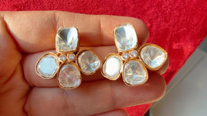 Moissanite Polki Embellished Kundan Studs /Indian Jewelry /Statement Stud Earring/Kundan Stud Earrings/Cz Studs/Diamond Studs