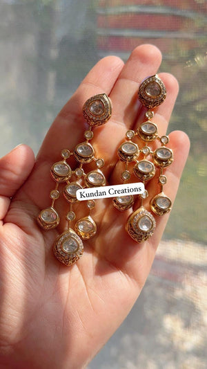 Restocked Sabyasachi-Inspired Moissanite kundan Earrings/Elegant Statement Jewelry/Antique Moissanite Polki Earrings/Bridal Diamond earrings