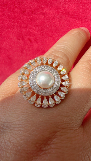 2 tone diamond statement ring /Adjustable Ring/ Indian Ring/2 tone gold Indian Jewelry/Indian Wedding jewelry/bridal accessories