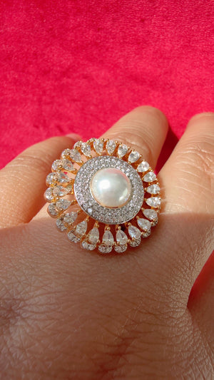 2 tone diamond statement ring /Adjustable Ring/ Indian Ring/2 tone gold Indian Jewelry/Indian Wedding jewelry/bridal accessories