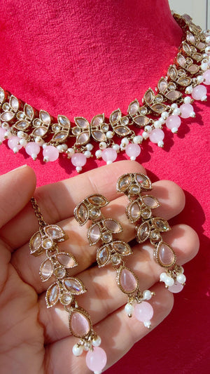 Antique Polki Kundan Baby pink necklace/Wedding necklace/Bridal necklace/Indian necklace/Indian jewelry/Baby pink necklace