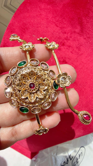 Ruby Green Baju bandh/Indian wedding jewelry/Vanki/ Armlet/ Indian Jewelry/Antique Kundan Ruby green Polki Baju Band/Antique Bajuband