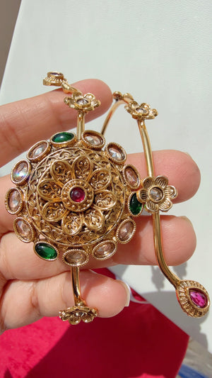 Ruby Green Baju bandh/Indian wedding jewelry/Vanki/ Armlet/ Indian Jewelry/Antique Kundan Ruby green Polki Baju Band/Antique Bajuband