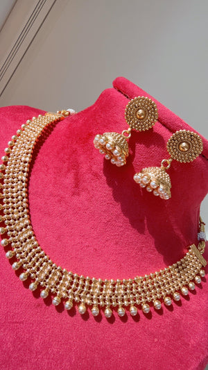 Antique Gold Necklace/Indian wedding jewelry/South Indian Jewelry/Wedding necklace/Temple Jewelry