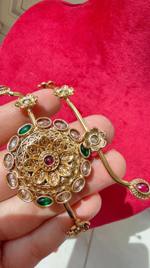 Ruby Green Baju bandh/Indian wedding jewelry/Vanki/ Armlet/ Indian Jewelry/Antique Kundan Ruby green Polki Baju Band/Antique Bajuband