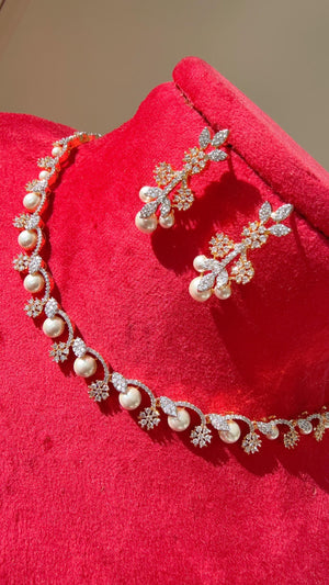 Rose gold Necklace diamond choker /Indian jewelry/ CZ Choker/Bridal choker/ Indian Necklace/2 Tone diamond choker/Gifts for Her