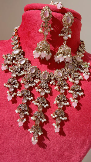 Antique Polki Kundan Baby pink choker Set/Kundan Choker/bridal necklace/Indian wedding jewelry/Bridal necklace set/Green wedding Necklace