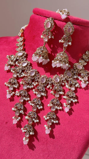 Antique Polki Kundan Baby pink choker Set/Kundan Choker/bridal necklace/Indian wedding jewelry/Bridal necklace set/Green wedding Necklace