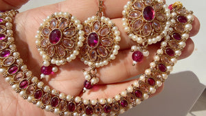 Antique Polki Kundan Fuchsia Pink necklace/Wedding necklace/Bridal necklace/Indian necklace/Indian jewelry/Bridesmaid's