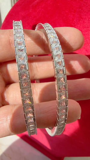 Rhodium Silver American diamond bangles/ Marquise cut Simulated Diamond Bangle diamond bracelet/Indian bangles /bridal jewelry