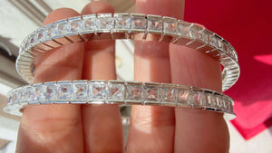 Rhodium Silver American diamond bangles/ Marquise cut Simulated Diamond Bangle diamond bracelet/Indian bangles /bridal jewelry
