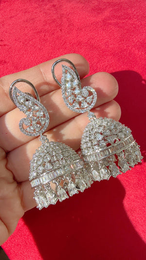 Antique look Diamond hoops Earrings/Antique Diamond Bali Hoops /Indian Earrings// Kundan Jhumka /Cubic Zirconia jhumka earrings