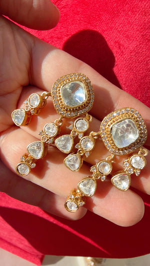 Moissanite Kundan diamond Studs /Indian Jewelry /Statement Stud Earring/Kundan Stud Earrings/Cz Studs/Diamond Studs