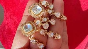 Moissanite Kundan diamond Studs /Indian Jewelry /Statement Stud Earring/Kundan Stud Earrings/Cz Studs/Diamond Studs