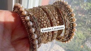 Antique Gold diamond Bangles /Flower Design real gold look like bangle design/Indian Bangles/ Indian jewelry/Filigree Antique Bangles