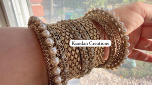 Antique Gold diamond Bangles /Flower Design real gold look like bangle design/Indian Bangles/ Indian jewelry/Filigree Antique Bangles