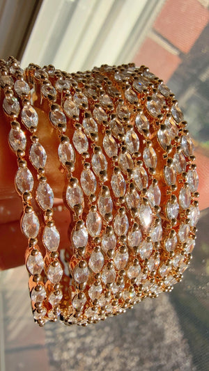 cubic zirconia bangles set of 12/ Indian CZ Bangles/ gold diamond Bangle Set/Set of 12 gold American Diamond CZ Bangles/Bridal Bangles