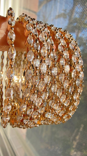 cubic zirconia bangles set of 12/ Indian CZ Bangles/ gold diamond Bangle Set/Set of 12 gold American Diamond CZ Bangles/Bridal Bangles