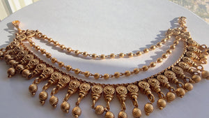 Gold plated Ruby Green Ear Chain/Sahare/Earring support chain/Kaan sahara//Pakistani Jewelry/Bahubali Earrings/Indian Jewelry