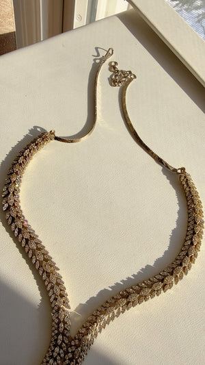 Antique Gold Baby pink diamond Necklace /Indian jewelry/ CZ Choker/Bridal choker/ Indian Necklace/Antique jewelry