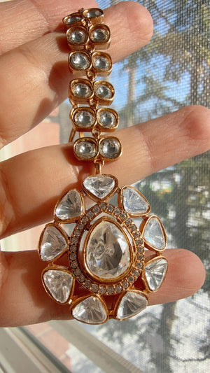 Versatile Bridal Sabyasachi inspired Kundan Maang Tikka/Moissanite diamond Maang Tikka Next to real / Bridal head accessory