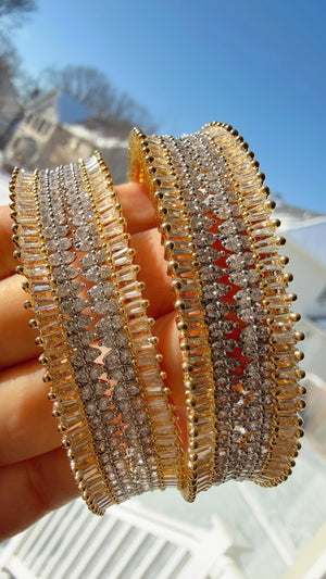 2 Tone gold American diamond bangles / Cz stone 2 tone gold kada / Indian bangles/Indian Jewelry /bridal Kada bangles /Diamond bracelet