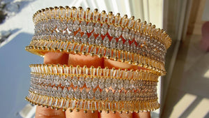 2 Tone gold American diamond bangles / Cz stone 2 tone gold kada / Indian bangles/Indian Jewelry /bridal Kada bangles /Diamond bracelet
