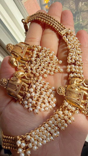 Rajwadi finish Traditional Elephant Pearl Earrings/pearls Jhumkas /Indian wedding/Kundan Jhumka/ gold jhumka