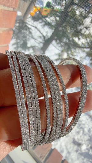 cubic zirconia bangles set of 12/ Indian CZ Bangles/ Silver diamond Bangle Set/Set of 12 Silver American Diamond CZ Bangles/Bridal Bangles