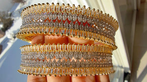 2 Tone gold American diamond bangles / Cz stone 2 tone gold kada / Indian bangles/Indian Jewelry /bridal Kada bangles /Diamond bracelet