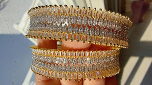 2 Tone gold American diamond bangles / Cz stone 2 tone gold kada / Indian bangles/Indian Jewelry /bridal Kada bangles /Diamond bracelet