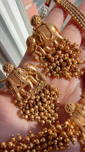 Rajwadi finish Traditional Elephant Pearl Earrings/pearls Jhumkas /Indian wedding/Kundan Jhumka/ gold jhumka