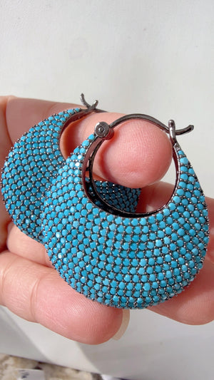 Ria Pave setting Diamond hoop Firoza earrings/Dressy hoops earrings/diamond jhumka/Bali Earrings
