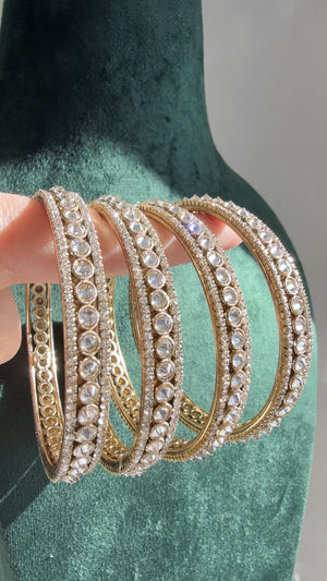 Versatile Antique color Set of 4 Polki Kundan antique finish Bangles/ Wedding bangles /Indian jewelry/ Kundan bangles Dull bangles set