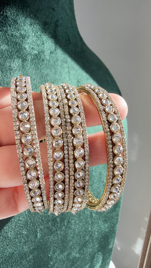 Versatile Antique color Set of 4 Polki Kundan antique finish Bangles/ Wedding bangles /Indian jewelry/ Kundan bangles Dull bangles set