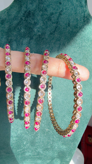 Antique finish Kundan polki Ruby Bangles Set(4 Pc)/Indian bangles/Indian Jewelry/ kundan bangles/Bridal bangles/wedding jewelry