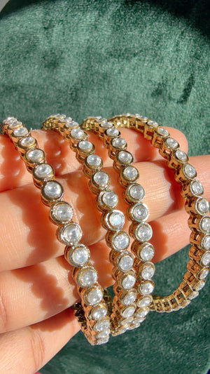 Versatile Gold Set of 4 Polki Kundan gold finish Bangles/ Wedding bangles /Indian jewelry/ Kundan bangles set