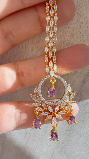 American Diamond 2 Tone PURPLE Maang tikka/ Indian Wedding Jewelry/ Pakistani Jewelry/ Matha patti/ Indian forehead jewelry/Indian Jewelry
