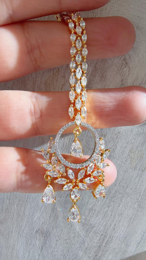 American Diamond 2 Tone Maang tikka/ Indian Wedding Jewelry/ Pakistani Jewelry/ Matha patti/ Indian forehead jewelry/Indian Jewelry