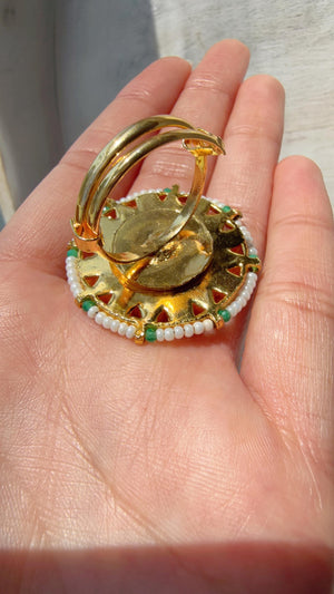 Jadau Pachi Kundan finger ring /Bridal Kundan Moissanite diamond Ring/Adjustable Ring/Diamond Ring /Indian Wedding jewelry/