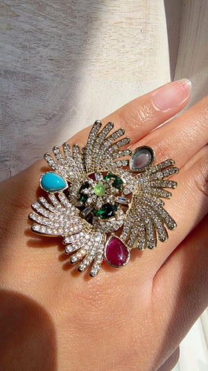 Multi stone Cocktail ring/Bridal Kundan diamond Ring/Adjustable Ring/Diamond Kundan Ring /Indian Wedding jewelry/