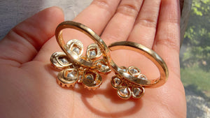 Bridal Kundan Moissanite Ring/Gold bridal Ring/Double Finger Kundan Statement Ring /Two Finger Kundan ring