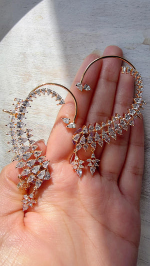 Diamond Earcuff 2 tone diamond Jhumkas/ear cuff jhumka / CZ Statement Ear Cuff earrings/Indian wedding jewelry