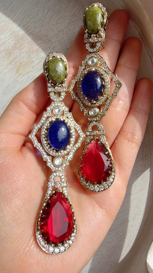 Moissanite Diamond Drop Multi Earrings /American Diamond Doublet Earrings/Statement Danglers/Bridal Chandelier Earrings/