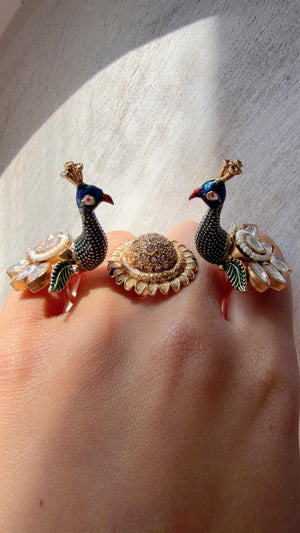Large Statement ring/Bridal Moissanite diamond Ring/Adjustable kundan Ring/Indian Wedding jewelry/